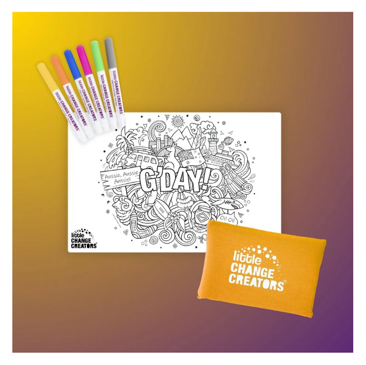 Little Change Creators - SMALL Reusable Silicone Colouring Set - G'Day