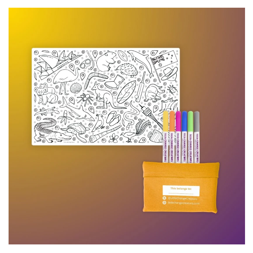 Little Change Creators - SMALL Reusable Silicone Colouring Set - G'Day