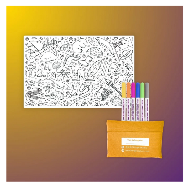 Little Change Creators - SMALL Reusable Silicone Colouring Set - G'Day