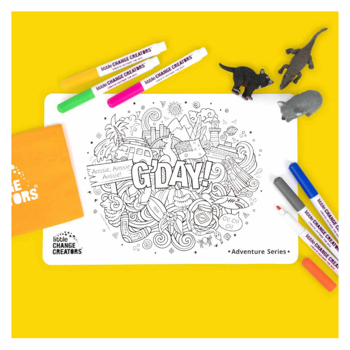 Little Change Creators - SMALL Reusable Silicone Colouring Set - G'Day