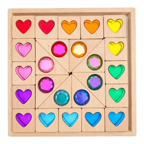 Hearts of the Kingdom - Lucite & Gem Wooden Block Set