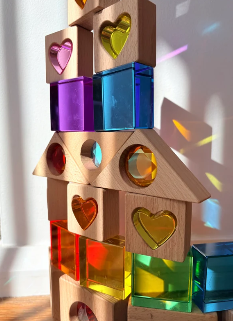 Hearts of the Kingdom - Lucite & Gem Wooden Block Set