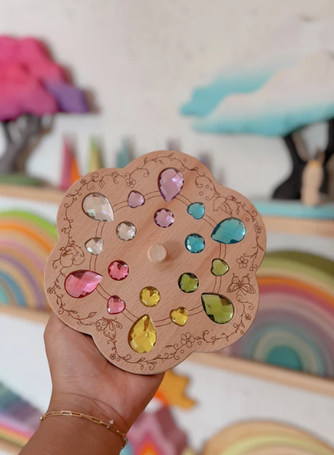Jumbo Wooden Gem Spinning Top - Fantasy Garden