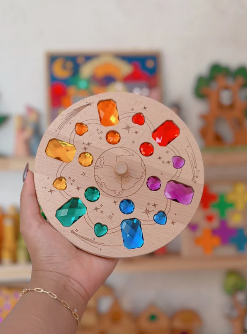 Jumbo Wooden Gem Spinning Top - We Are The World