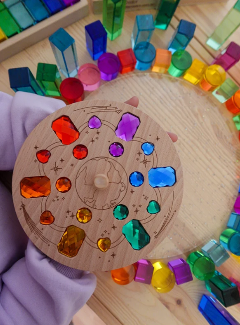 Jumbo Wooden Gem Spinning Top - We Are The World