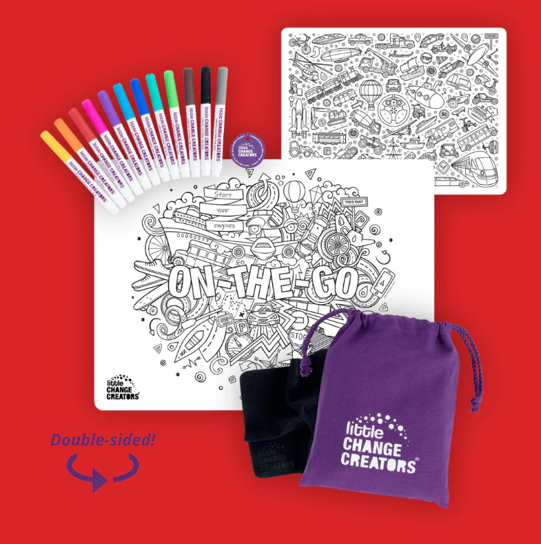 Little Change Creators - LARGE Reusable Silicone Colouring Set - On The Go