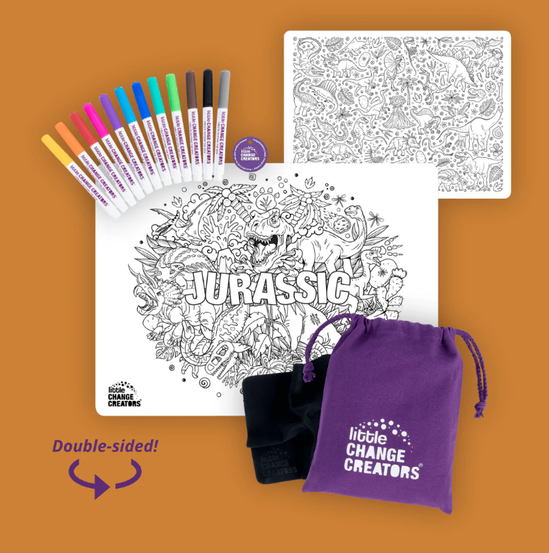 Little Change Creators - LARGE Reusable Silicone Colouring Set - Jurassic