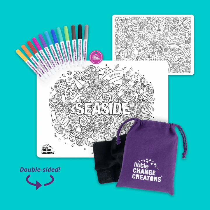 Little Change Creators - LARGE Reusable Silicone Colouring Set - Seaside