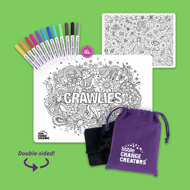 Little Change Creators - LARGE Reusable Silicone Colouring Set - Crawlies