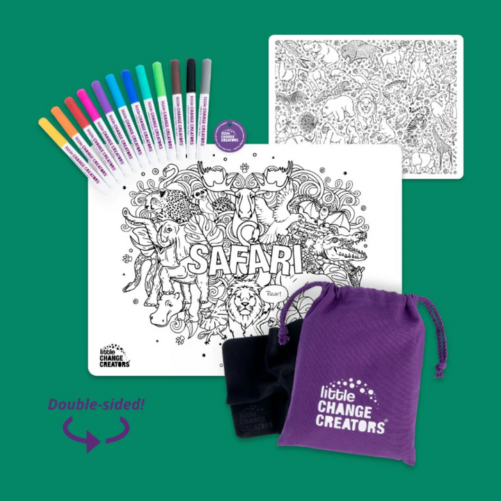 Little Change Creators - LARGE Reusable Silicone Colouring Set - Safari