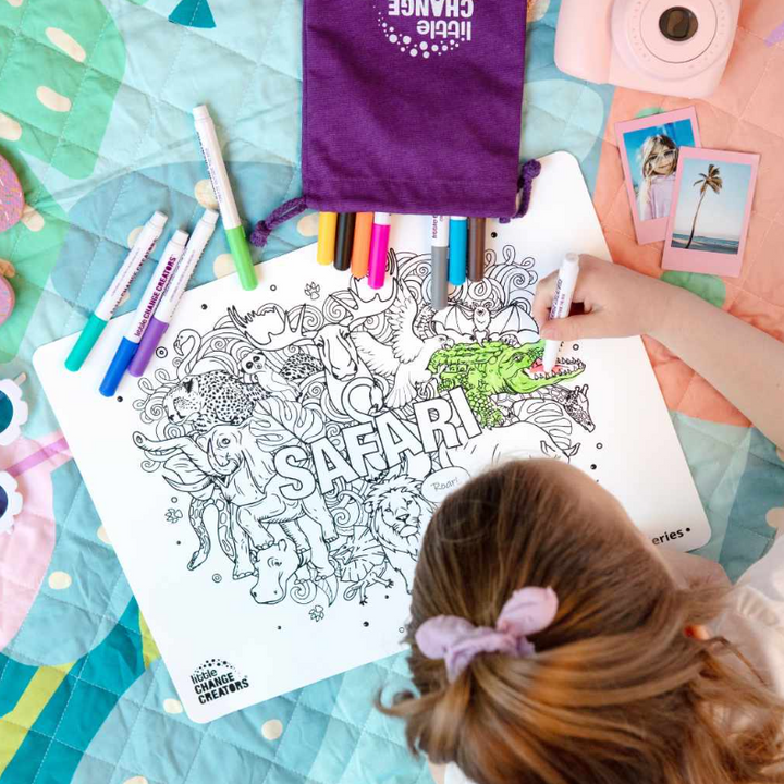 Little Change Creators - LARGE Reusable Silicone Colouring Set - Safari