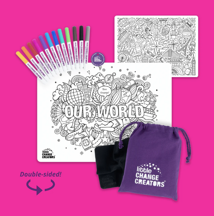 Little Change Creators - LARGE Reusable Silicone Colouring Set - Our World