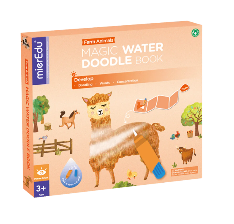 mierEdu - Magic Water Colouring Book Set - Farm Animals