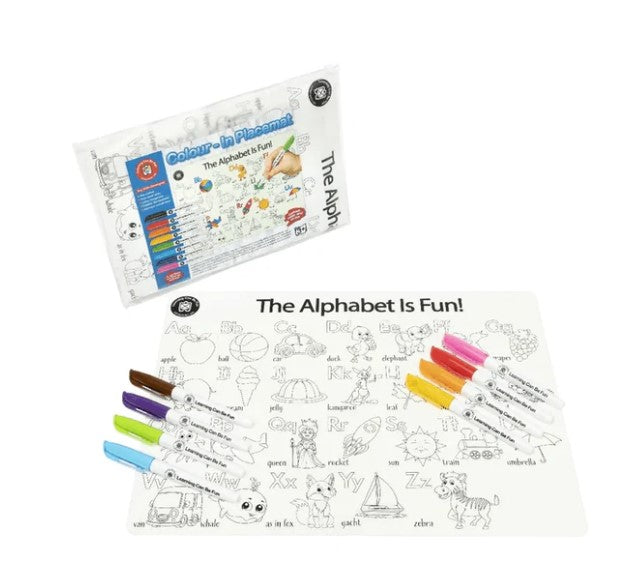 Colour-In Alphabet Abc - Reusable Silicone Mat & Markers Set