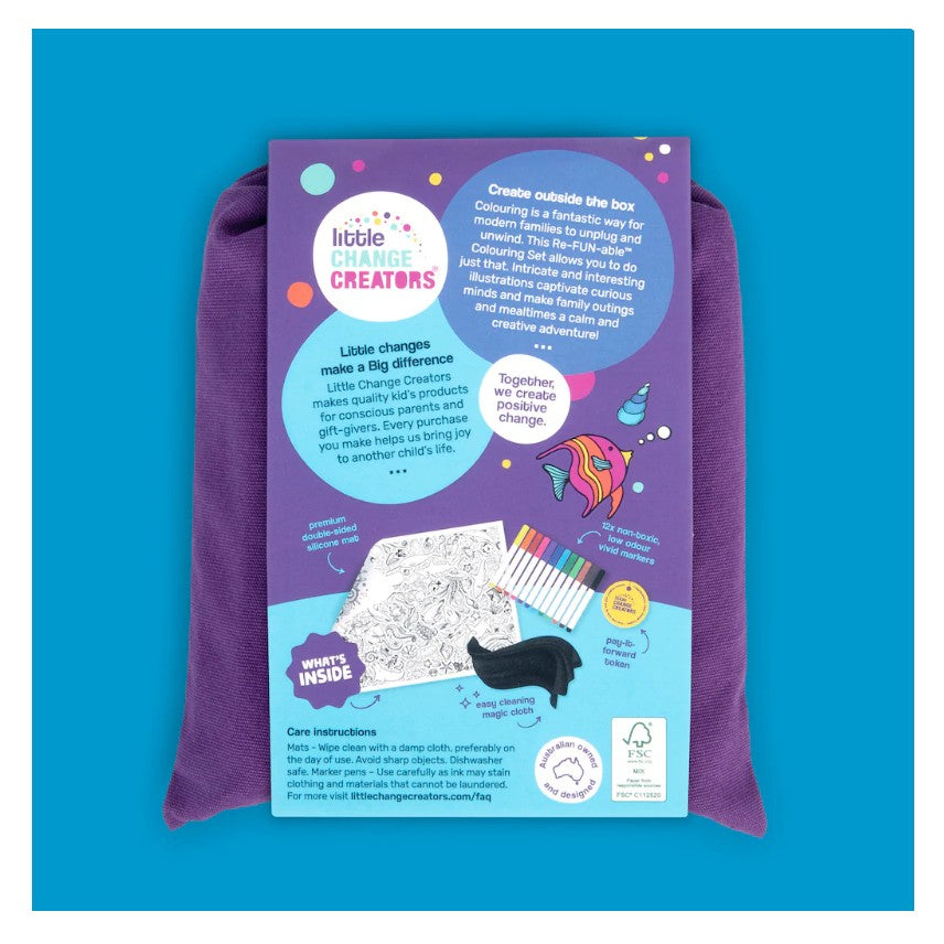 Little Change Creators - LARGE Reusable Silicone Colouring Set - Underwater