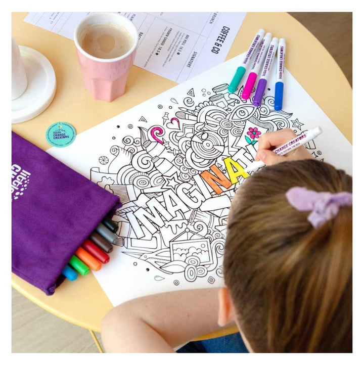 Little Change Creators - LARGE Reusable Silicone Colouring Set - Imagination