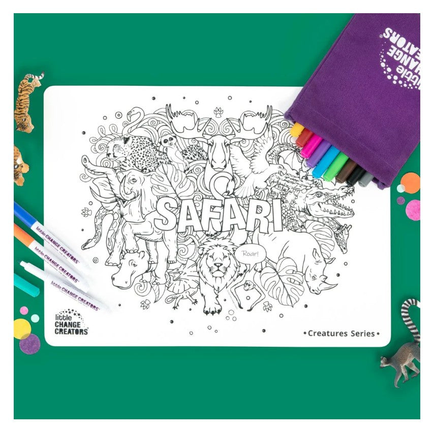 Little Change Creators - LARGE Reusable Silicone Colouring Set - Safari
