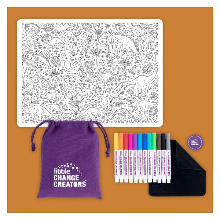 Little Change Creators - LARGE Reusable Silicone Colouring Set - Jurassic