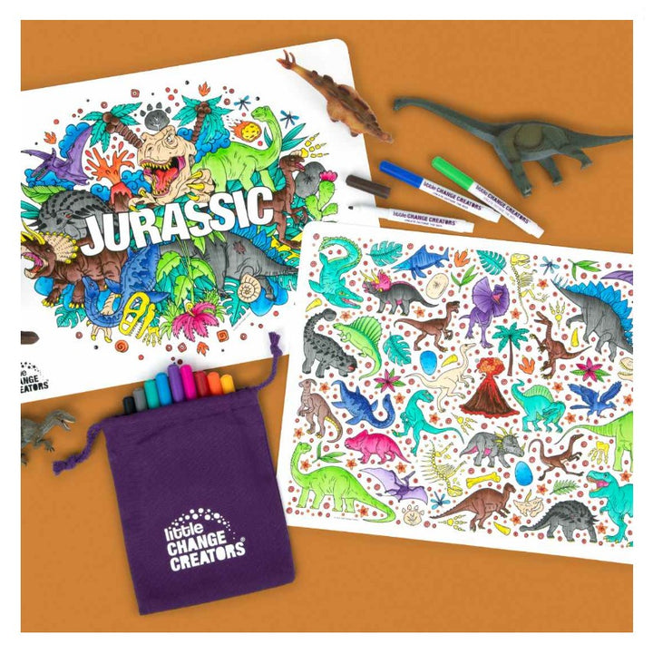 Little Change Creators - LARGE Reusable Silicone Colouring Set - Jurassic