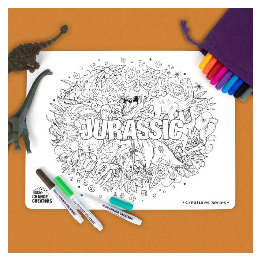 Little Change Creators - LARGE Reusable Silicone Colouring Set - Jurassic