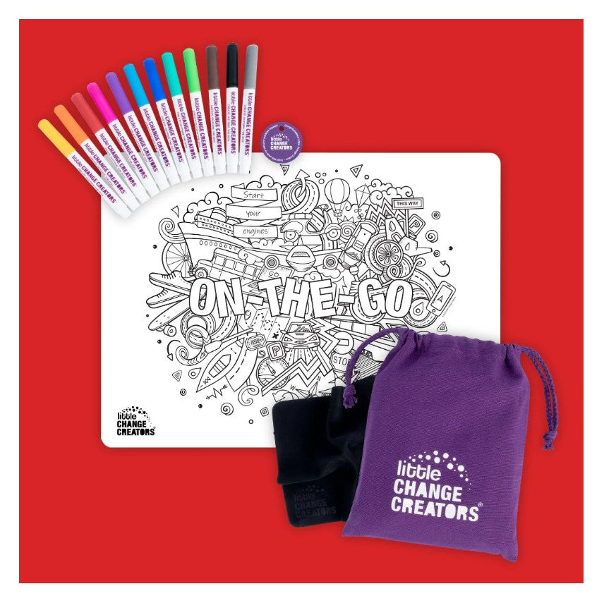 Little Change Creators - LARGE Reusable Silicone Colouring Set - On The Go