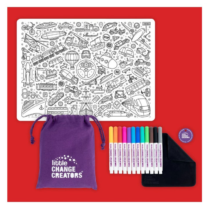 Little Change Creators - LARGE Reusable Silicone Colouring Set - On The Go