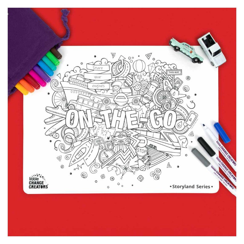 Little Change Creators - LARGE Reusable Silicone Colouring Set - On The Go