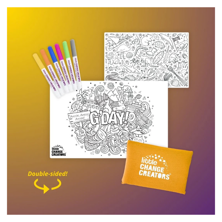Little Change Creators - SMALL Reusable Silicone Colouring Set - G'Day