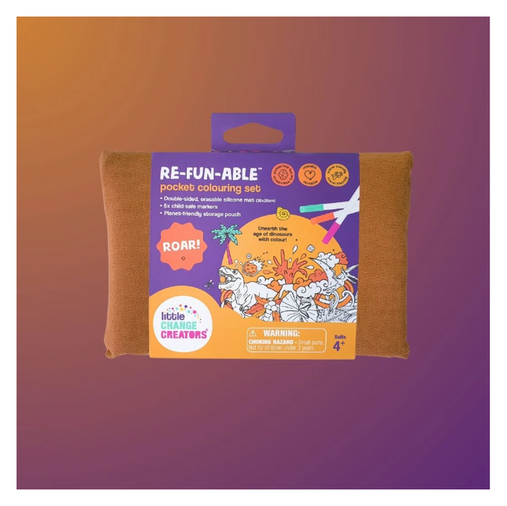 Little Change Creators - SMALL Reusable Silicone Colouring Set - Dino Roar