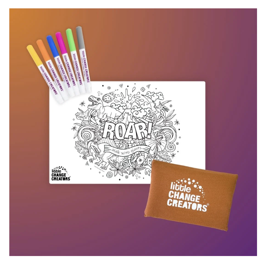 Little Change Creators - SMALL Reusable Silicone Colouring Set - Dino Roar