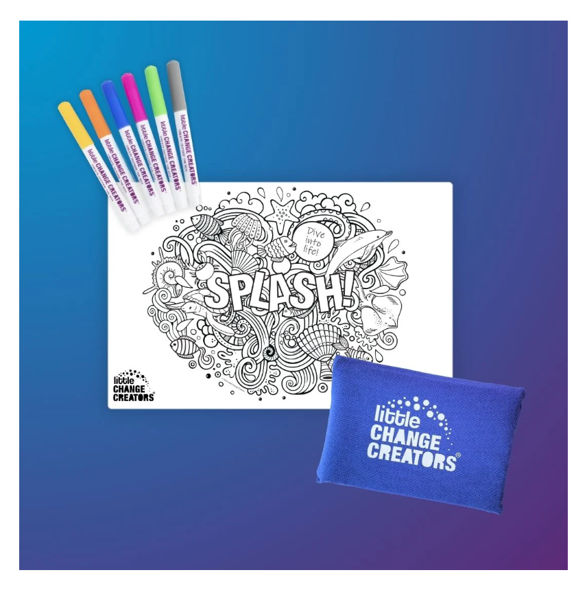 Little Change Creators - SMALL Reusable Silicone Colouring Set - Sealife