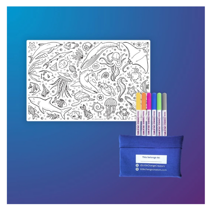 Little Change Creators - SMALL Reusable Silicone Colouring Set - Sealife