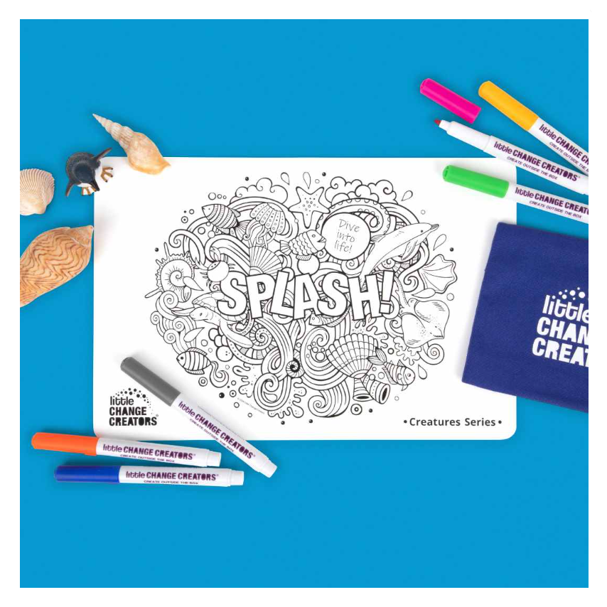 Little Change Creators - SMALL Reusable Silicone Colouring Set - Sealife