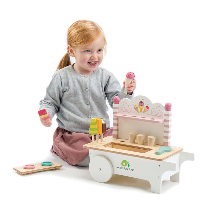 Tender Leaf Toys - Wooden Push Along Ice Cream Cart