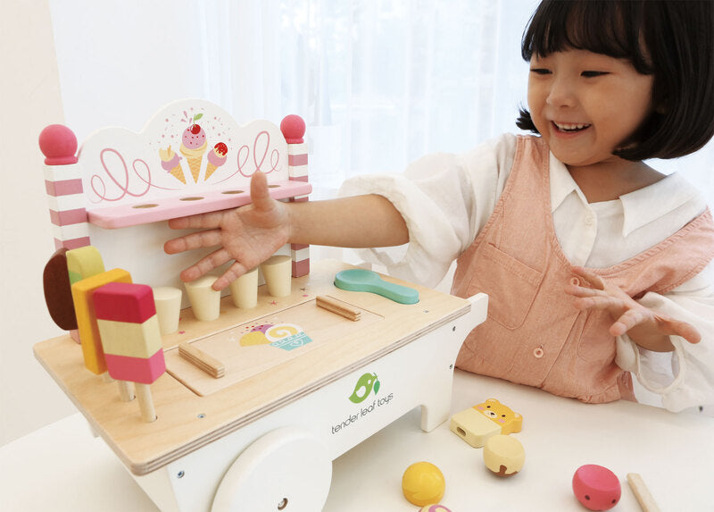 Tender Leaf Toys - Wooden Push Along Ice Cream Cart