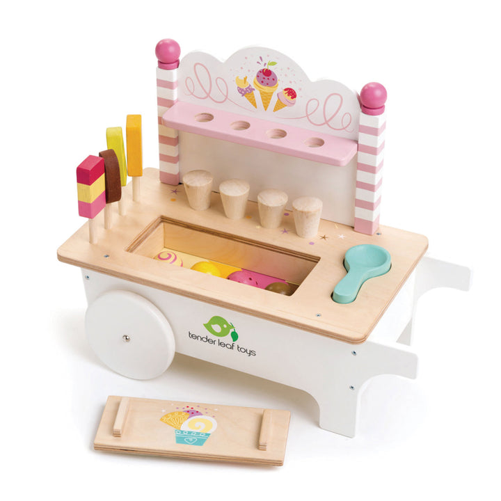 Tender Leaf Toys - Wooden Push Along Ice Cream Cart