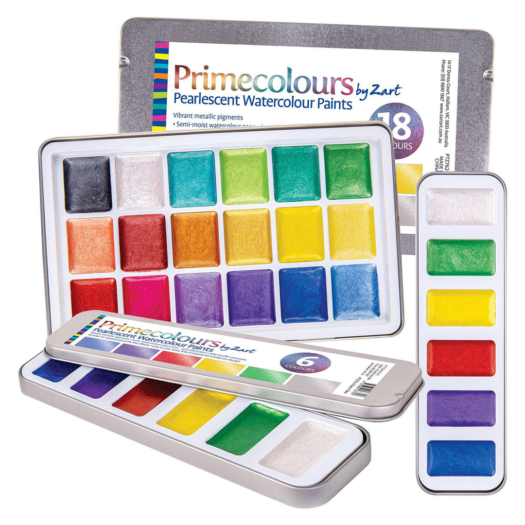 Zart - Primecolours Watercolour Paint - Pearlescent (Palette of 18)