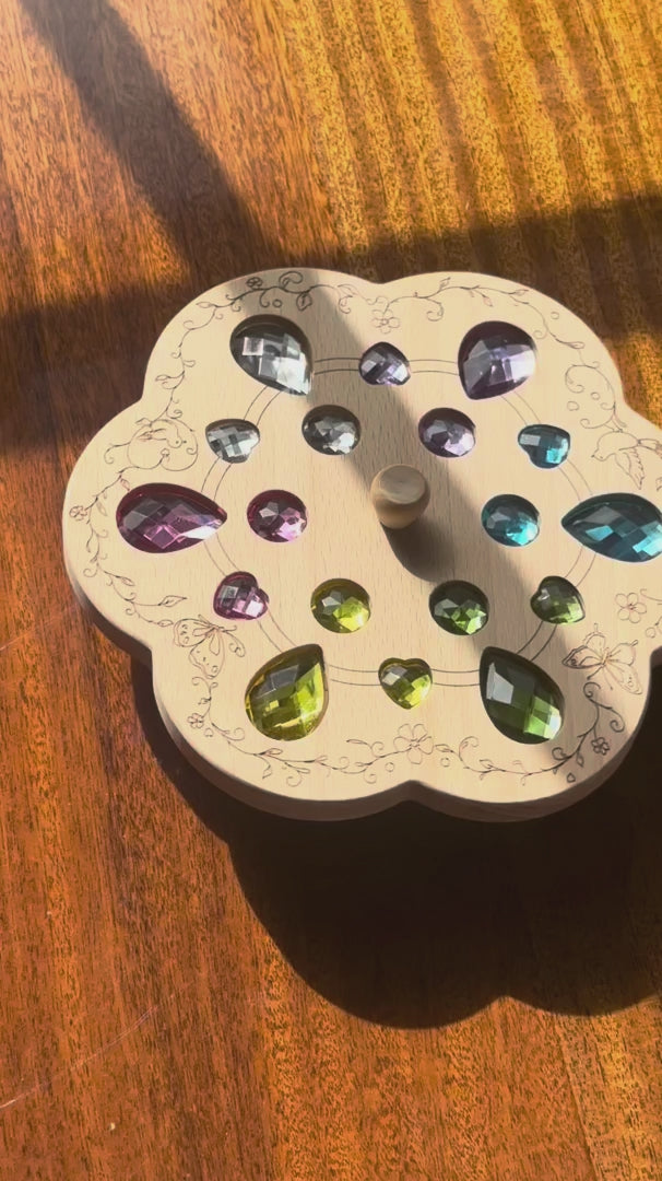 Jumbo Wooden Gem Spinning Top - Fantasy Garden