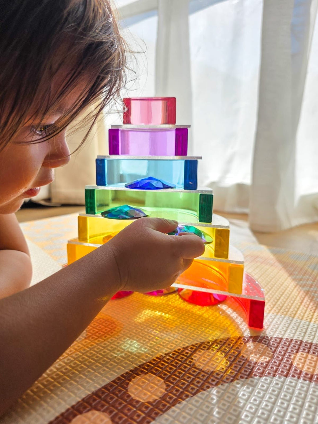 Lucite Stacking Rainbow & Glitter Arch Platform Set